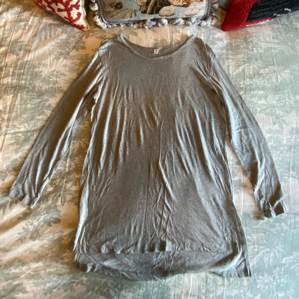 BP Nordstrom Long Sleeve Tunic Tee, Heathered Grey